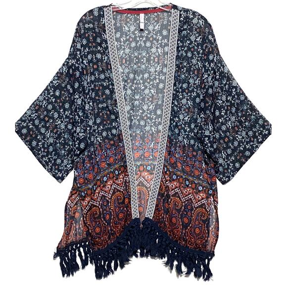 Xhilaration Jackets & Blazers - Xhilaration Sheer Kimono Duster XL Paisley Boho Floral Hippie Festival Flowy